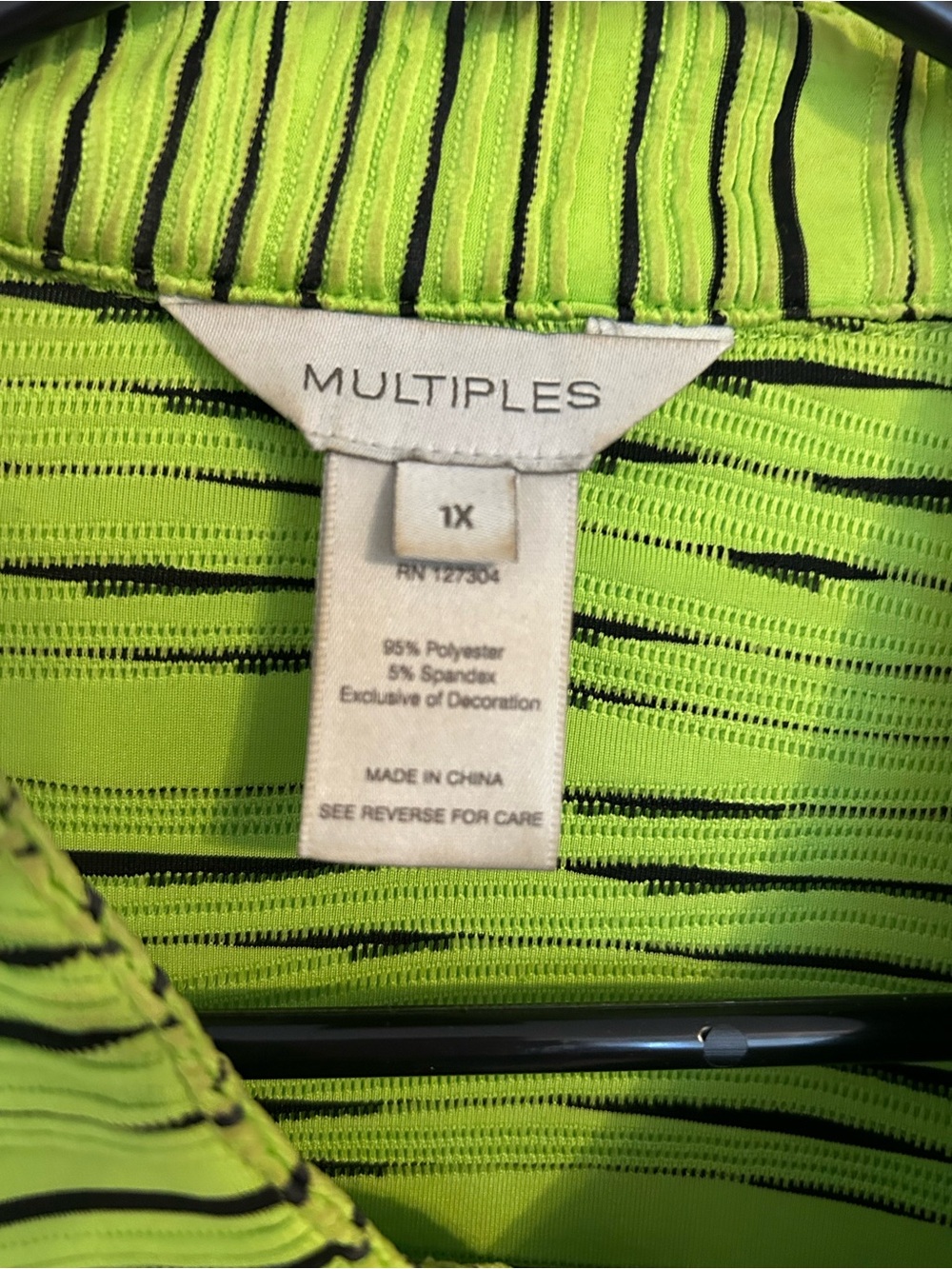 Multiples Lime Green and Black Striped Button Jacket - Picture 2 of 5